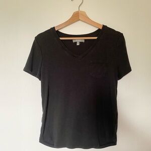 Black V-Neck Pocket Tee